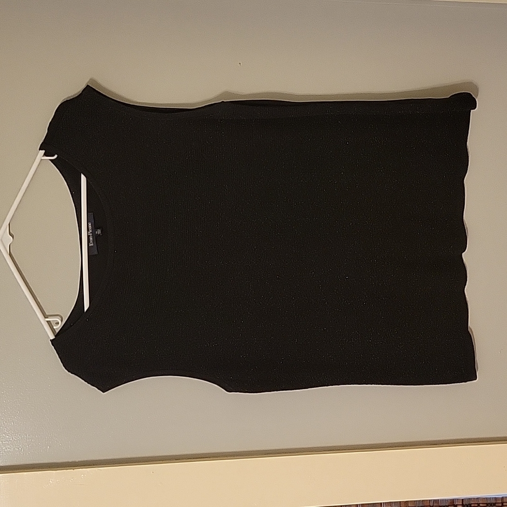 Evan-Picone Black Sleeveless Tank Sparkly Sweater Top Size XL